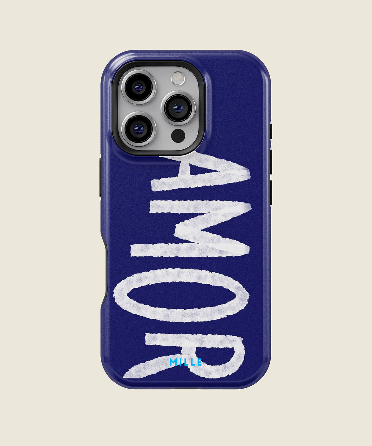 navy blue AMOR iPhone case, iPhone 16 Pro