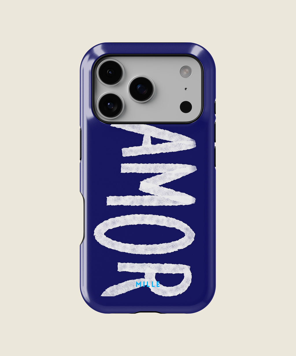 navy blue AMOR iPhone case, iPhone 17 Pro