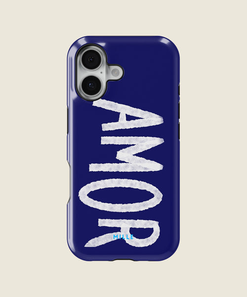 navy blue AMOR iPhone case, iPhone 17