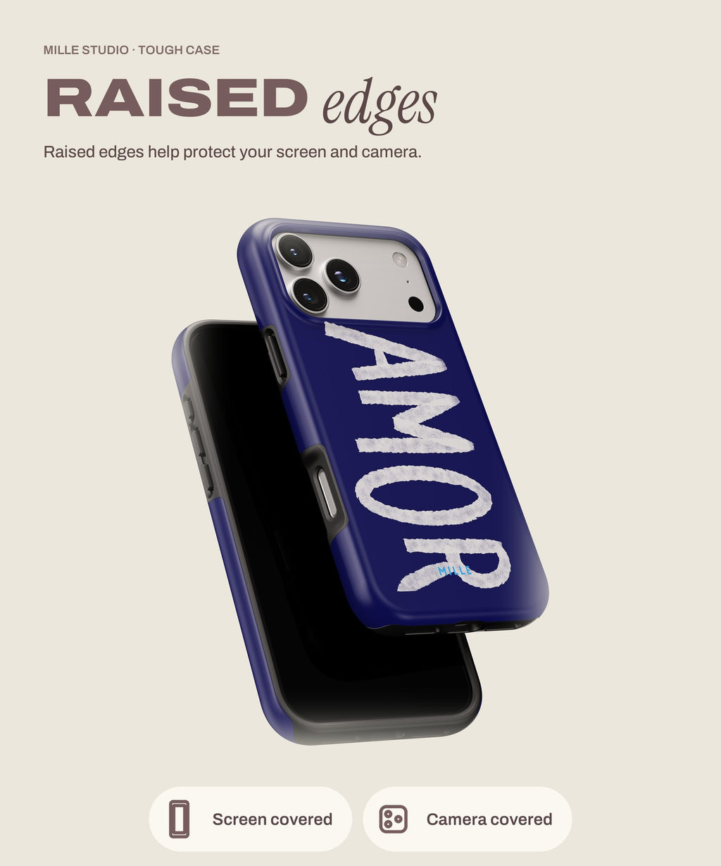 Amor tough iPhone case, raised edges for screen and camera