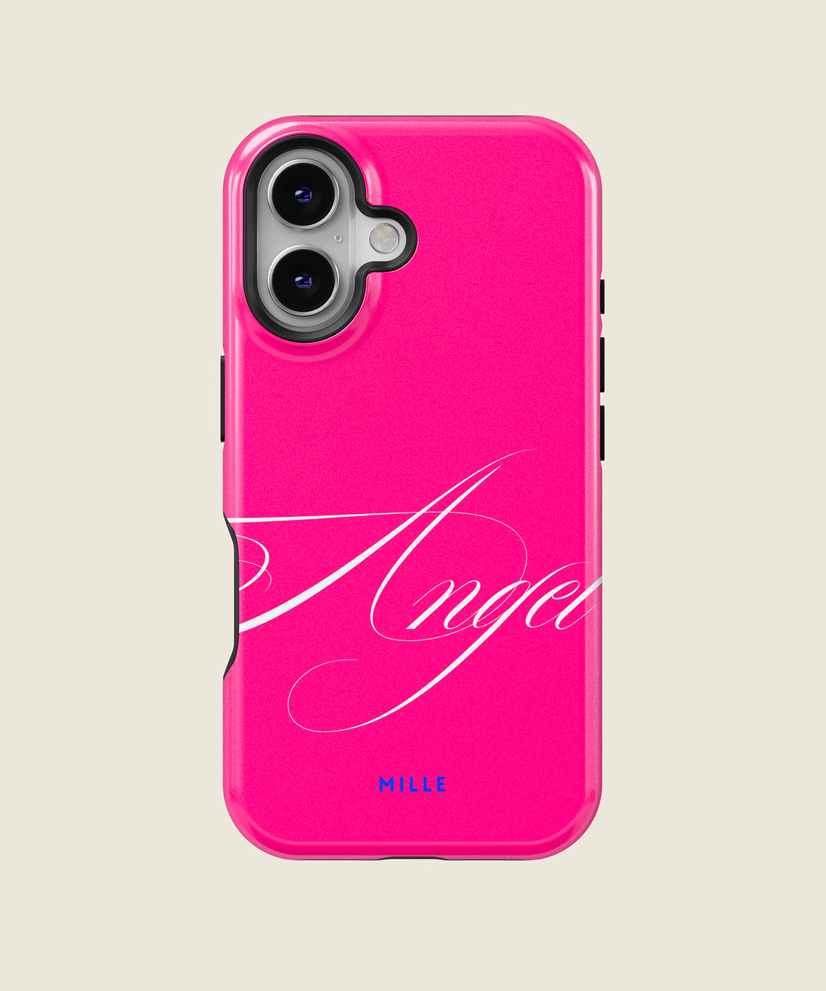 hot pink Angel script iPhone case, iPhone 16