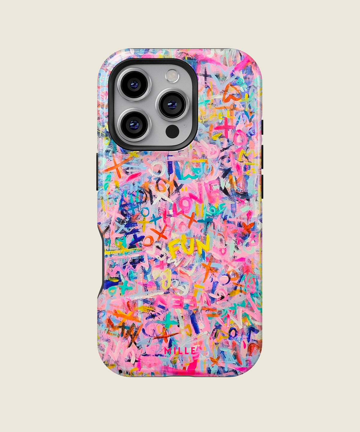 colorful graffiti doodle iPhone case, iPhone 16 Pro
