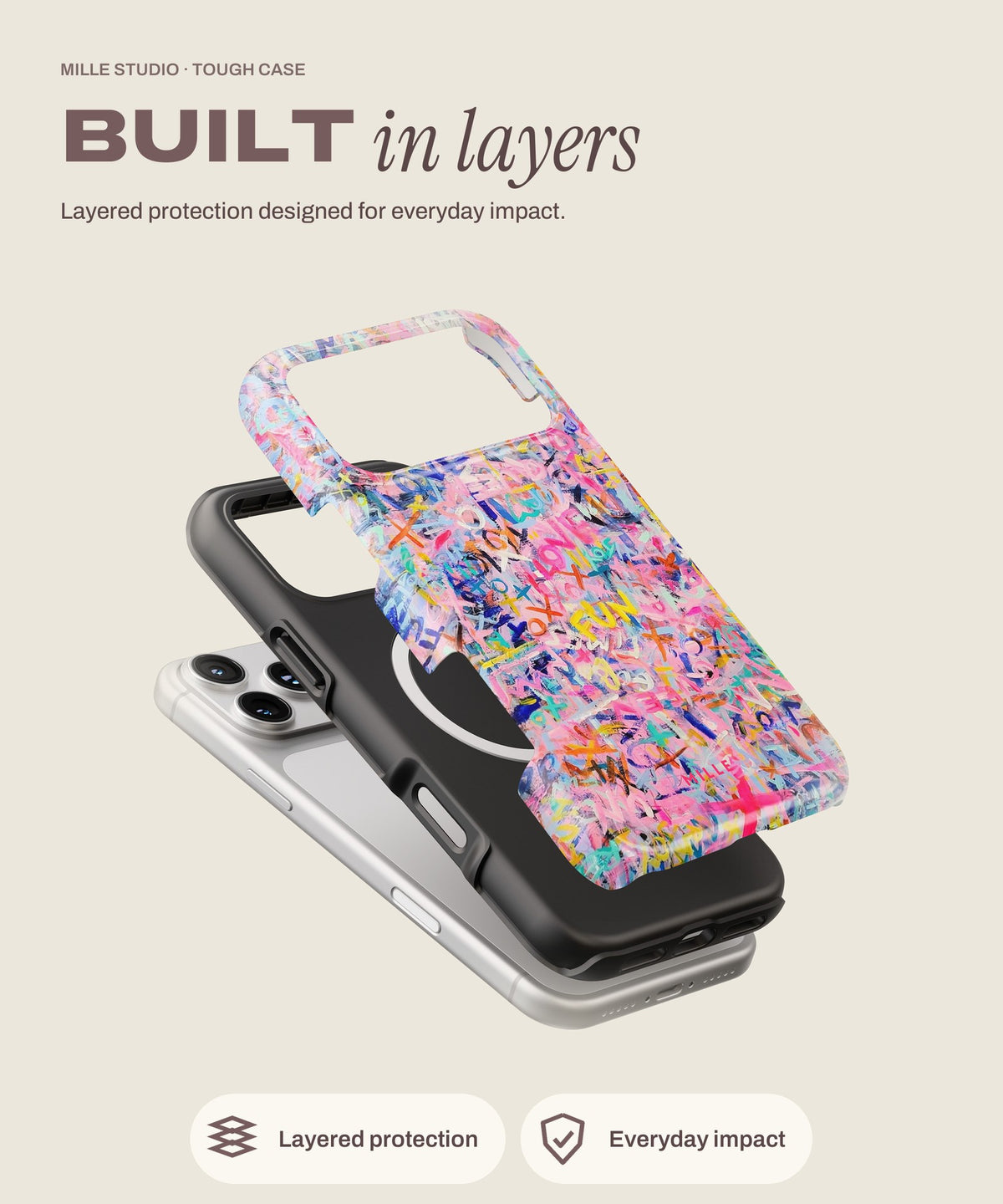 Artist tough iPhone case, layered protection