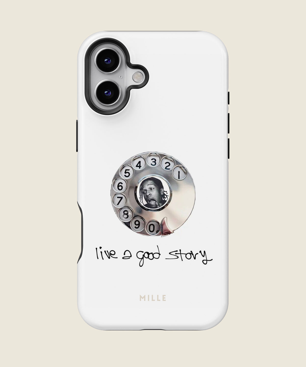 white retro rotary phone iPhone case, iPhone 16 Plus