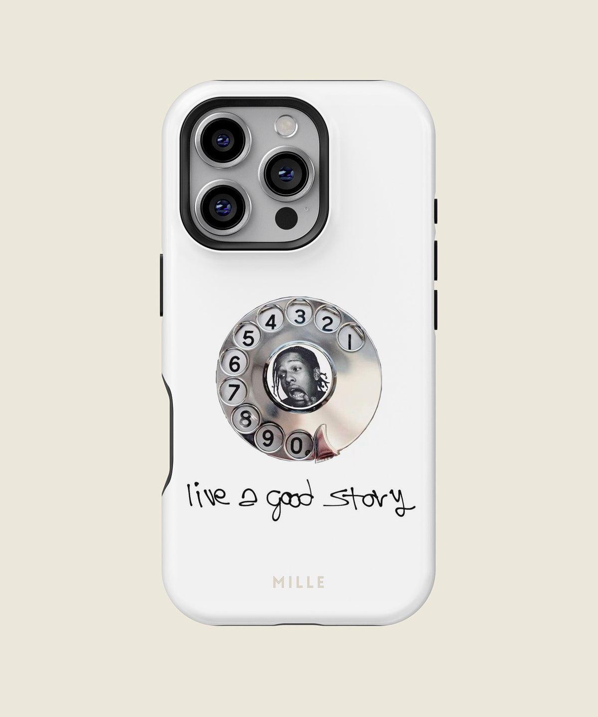 white retro rotary phone iPhone case, iPhone 16 Pro