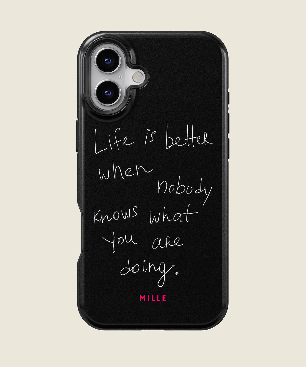 black handwritten quote iPhone case, iPhone 16 Plus