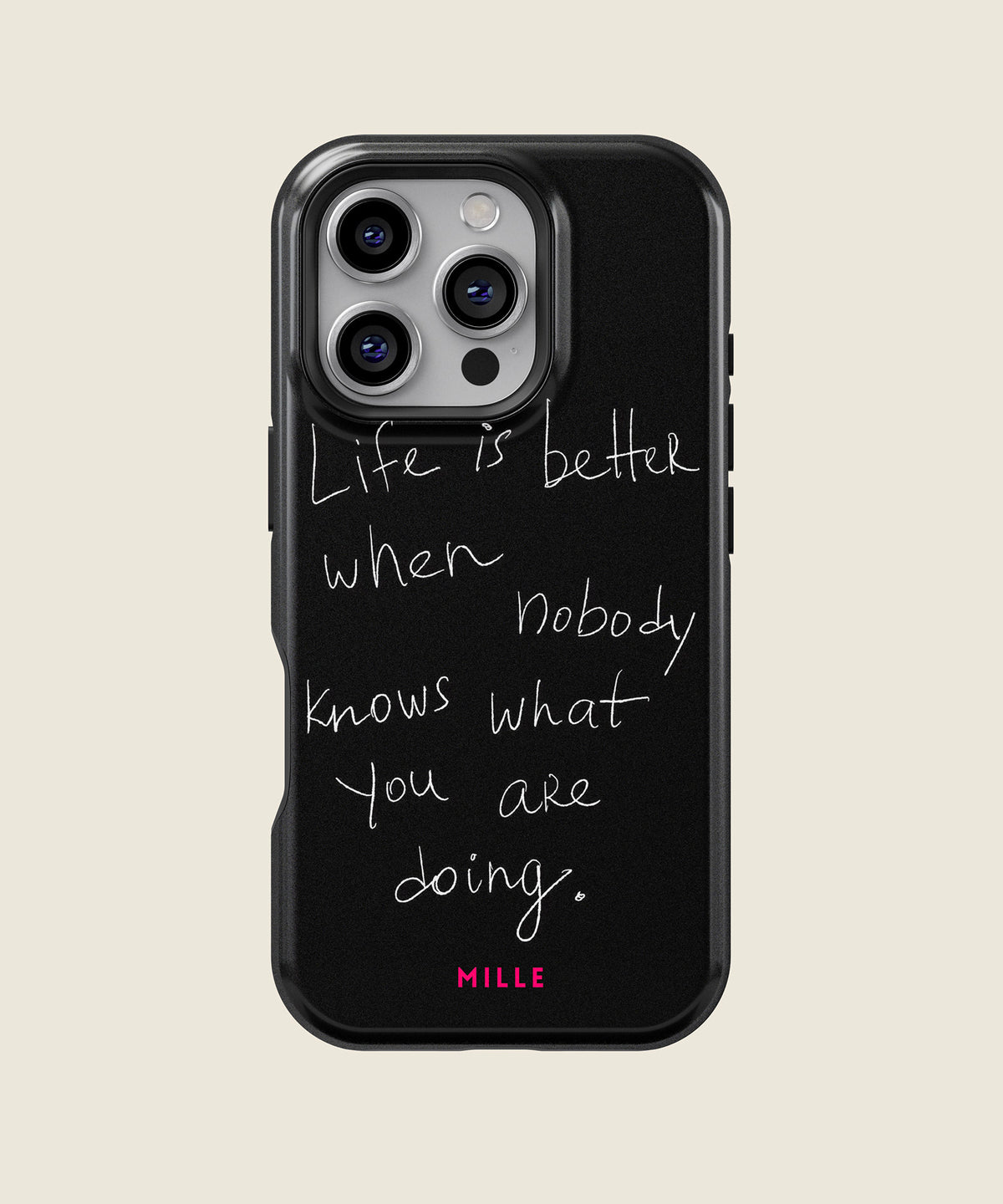 black handwritten quote iPhone case, iPhone 16 Pro
