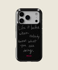 black handwritten quote iPhone case, iPhone 17 Pro