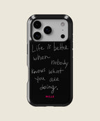 black handwritten quote iPhone case, iPhone 17 Pro