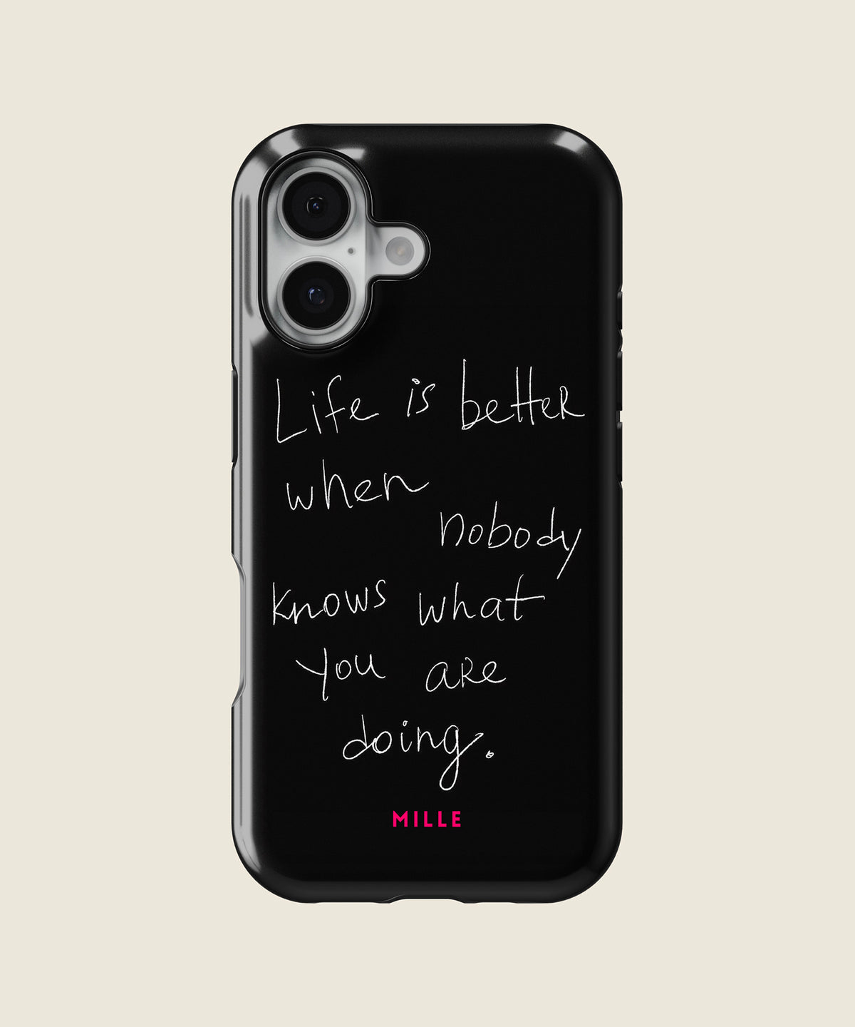 black handwritten quote iPhone case, iPhone 17