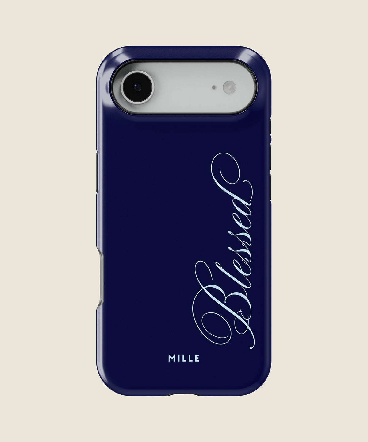 navy blue Blessed script iPhone case, iPhone Air