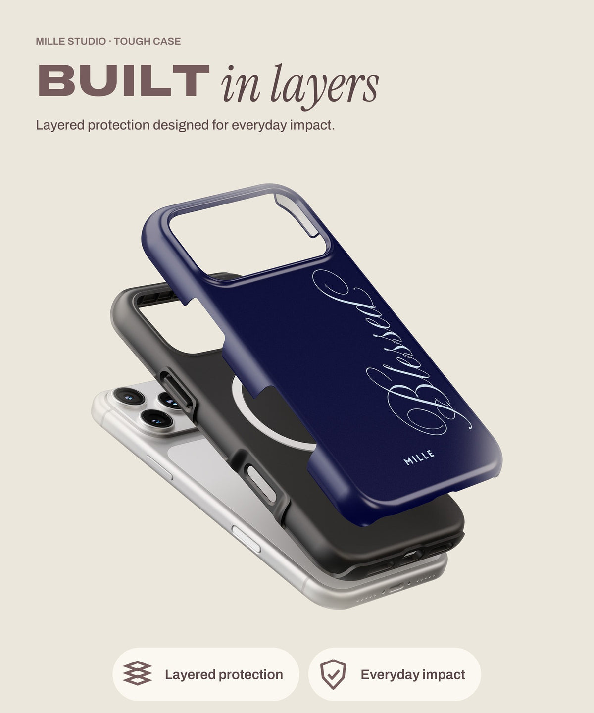 Blessed tough iPhone case, layered protection