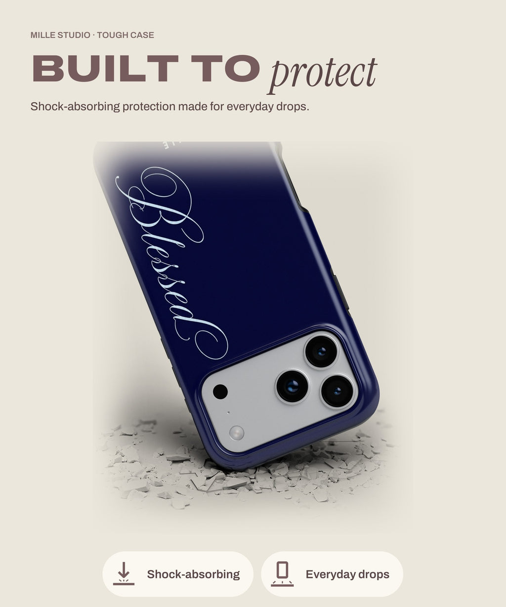 Blessed tough iPhone case, shock-absorbing protection