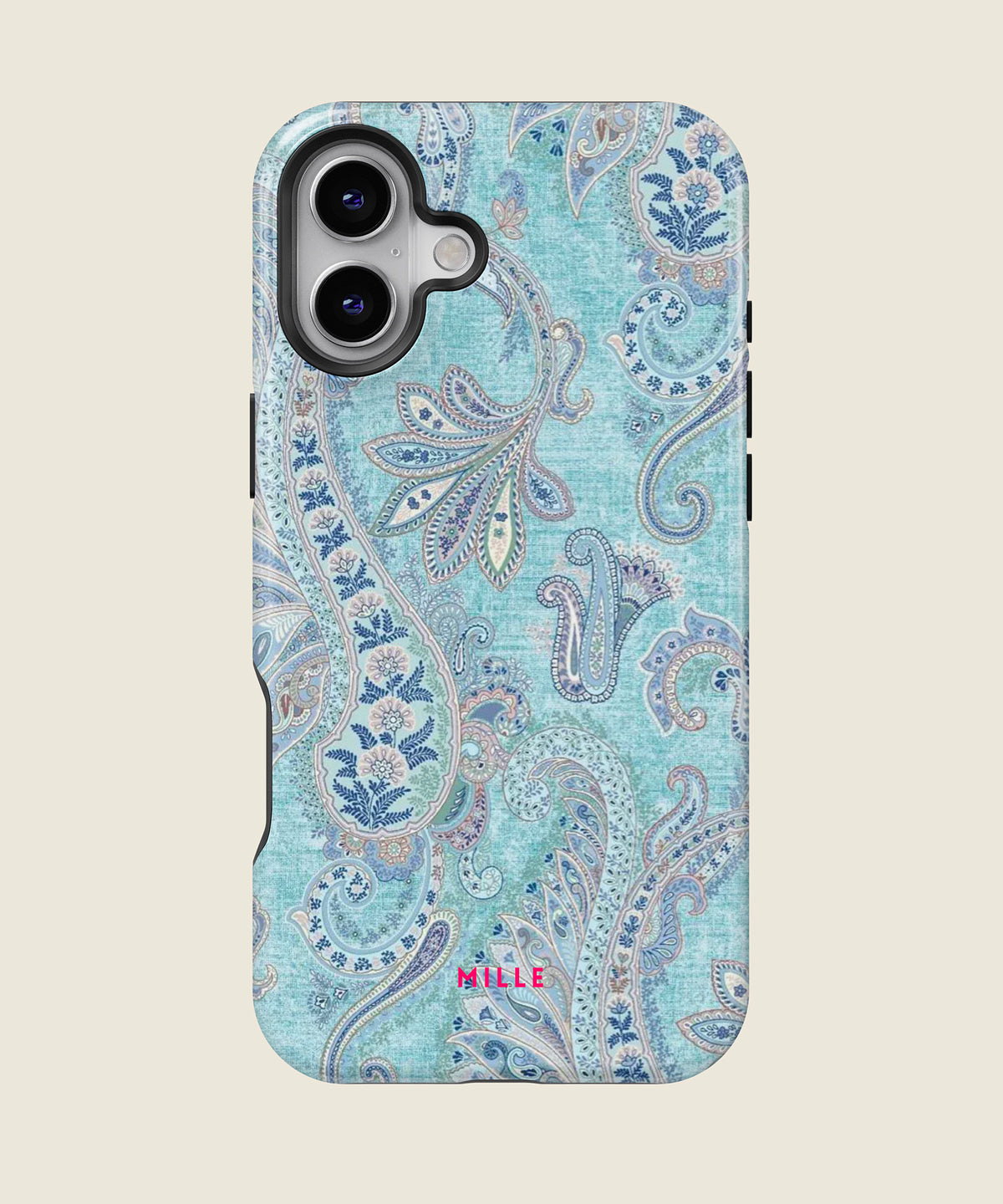 light blue paisley iPhone case, iPhone 16 Plus
