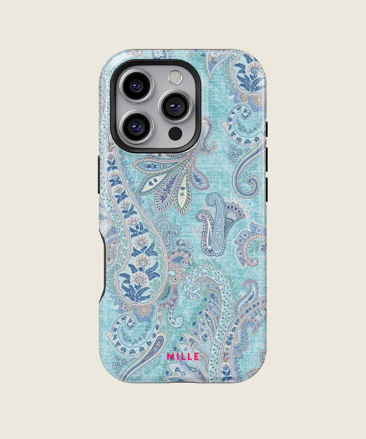 light blue paisley iPhone case, iPhone 16 Pro