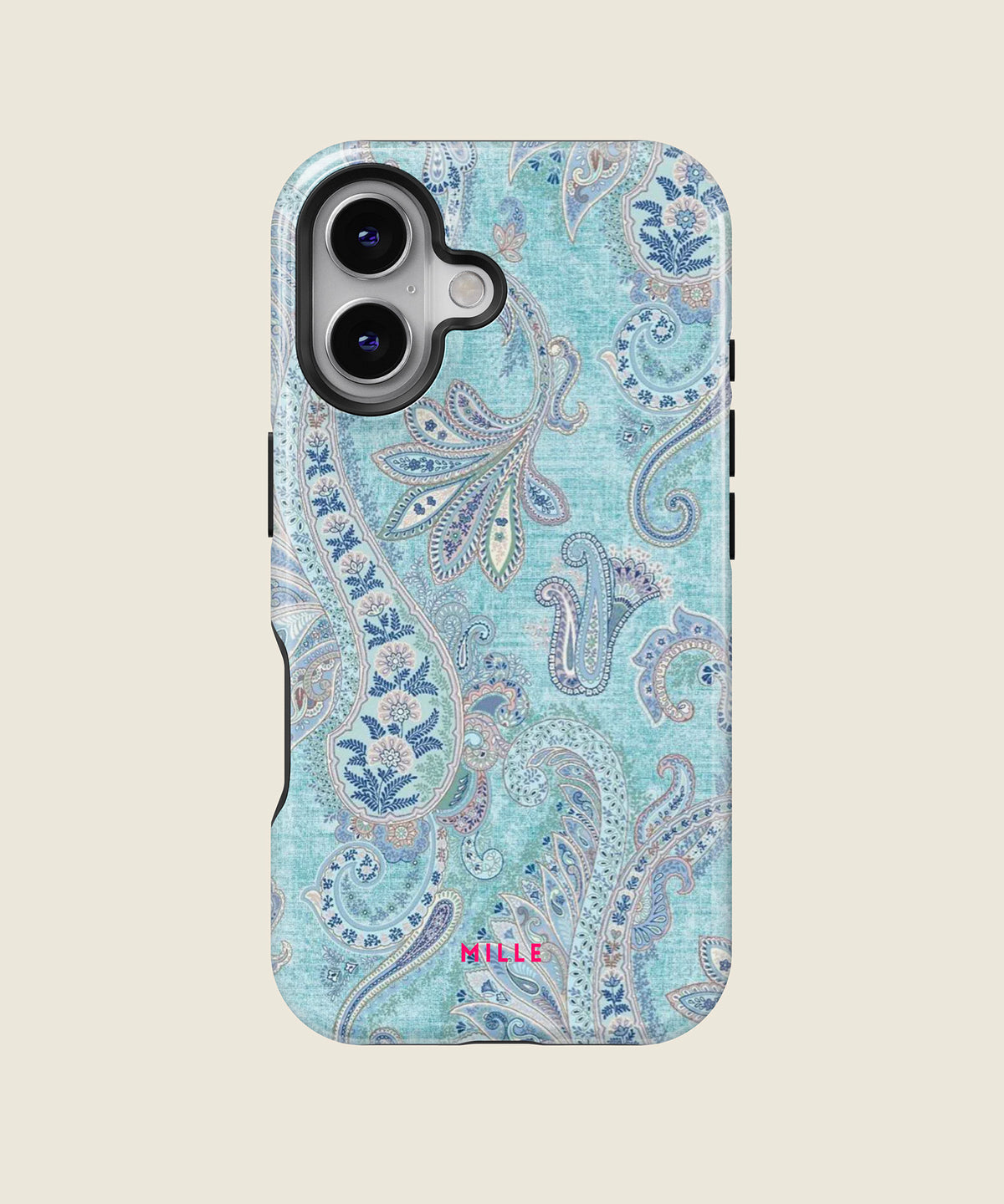 light blue paisley iPhone case, iPhone 16