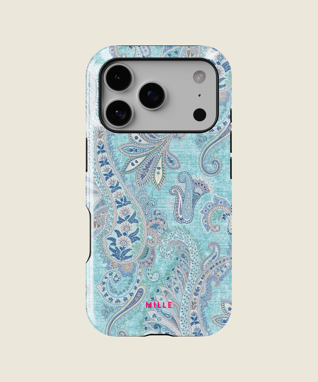 light blue paisley iPhone case, iPhone 17 Pro