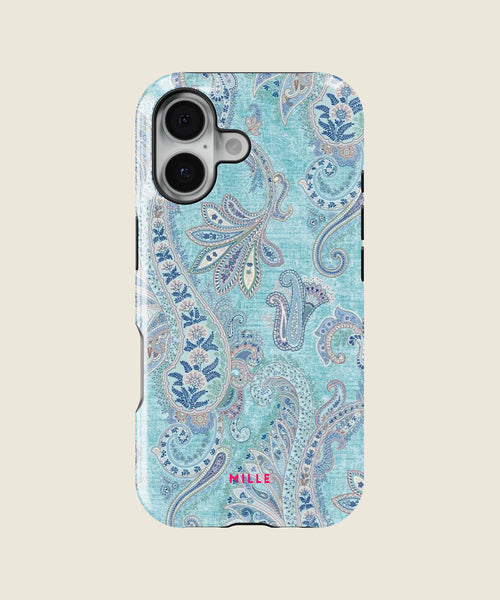 light blue paisley iPhone case, iPhone 17