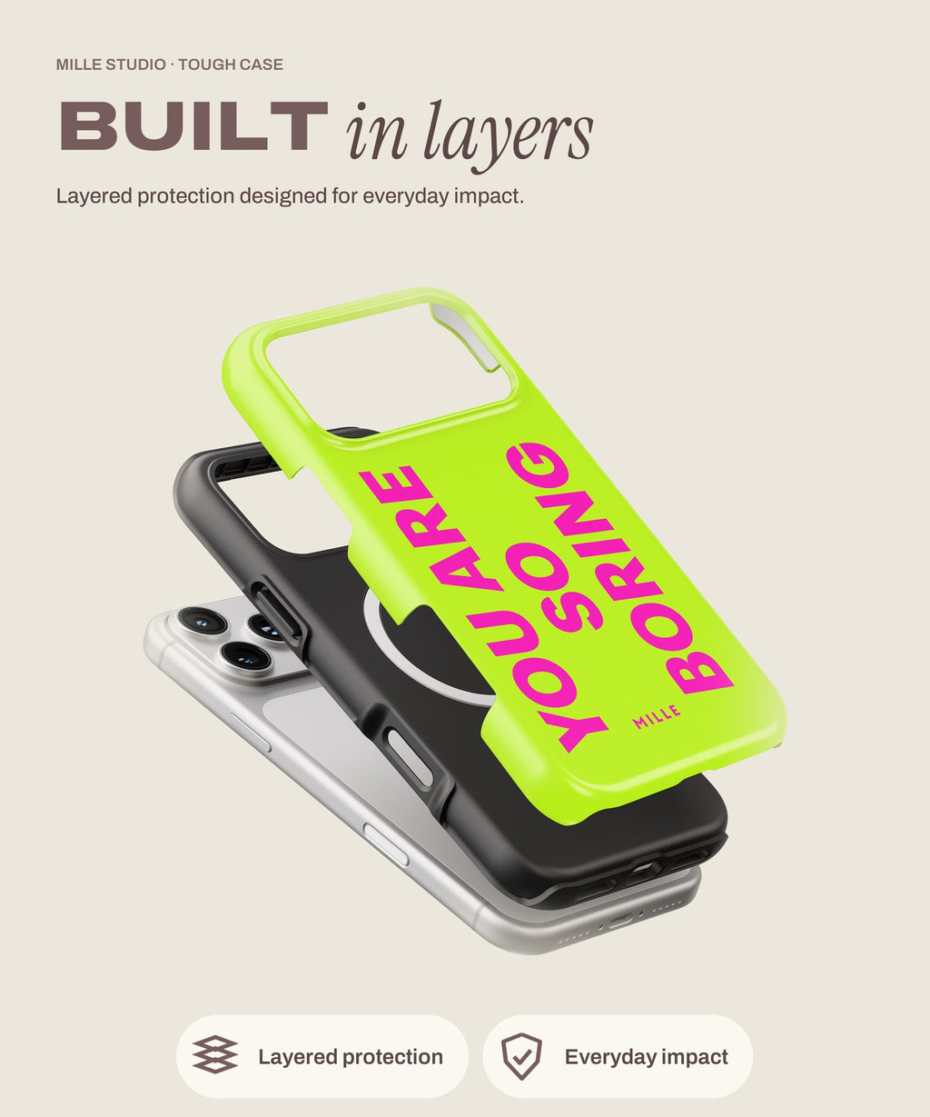 Boring tough iPhone case, layered protection