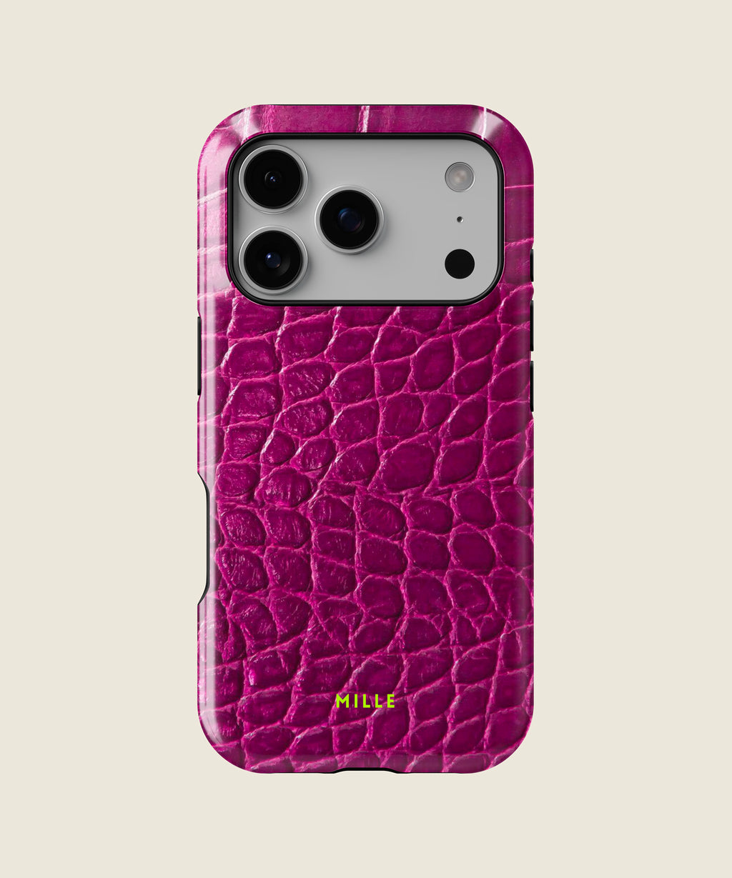 burgundy croc print iPhone case, iPhone 17 Pro