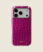 burgundy croc print iPhone case, iPhone 17 Pro