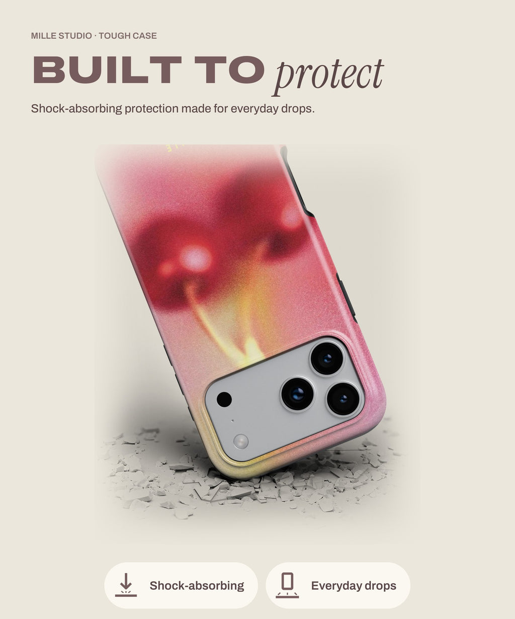 Cherry tough iPhone case, shock-absorbing protection