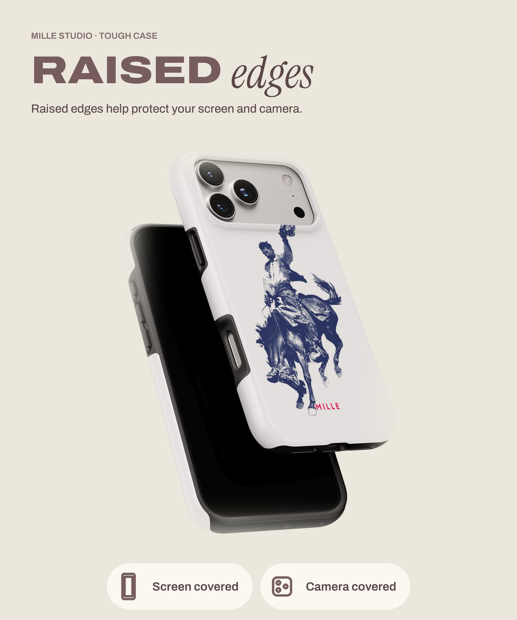 Cowboy tough iPhone case, raised edges for screen and camera
