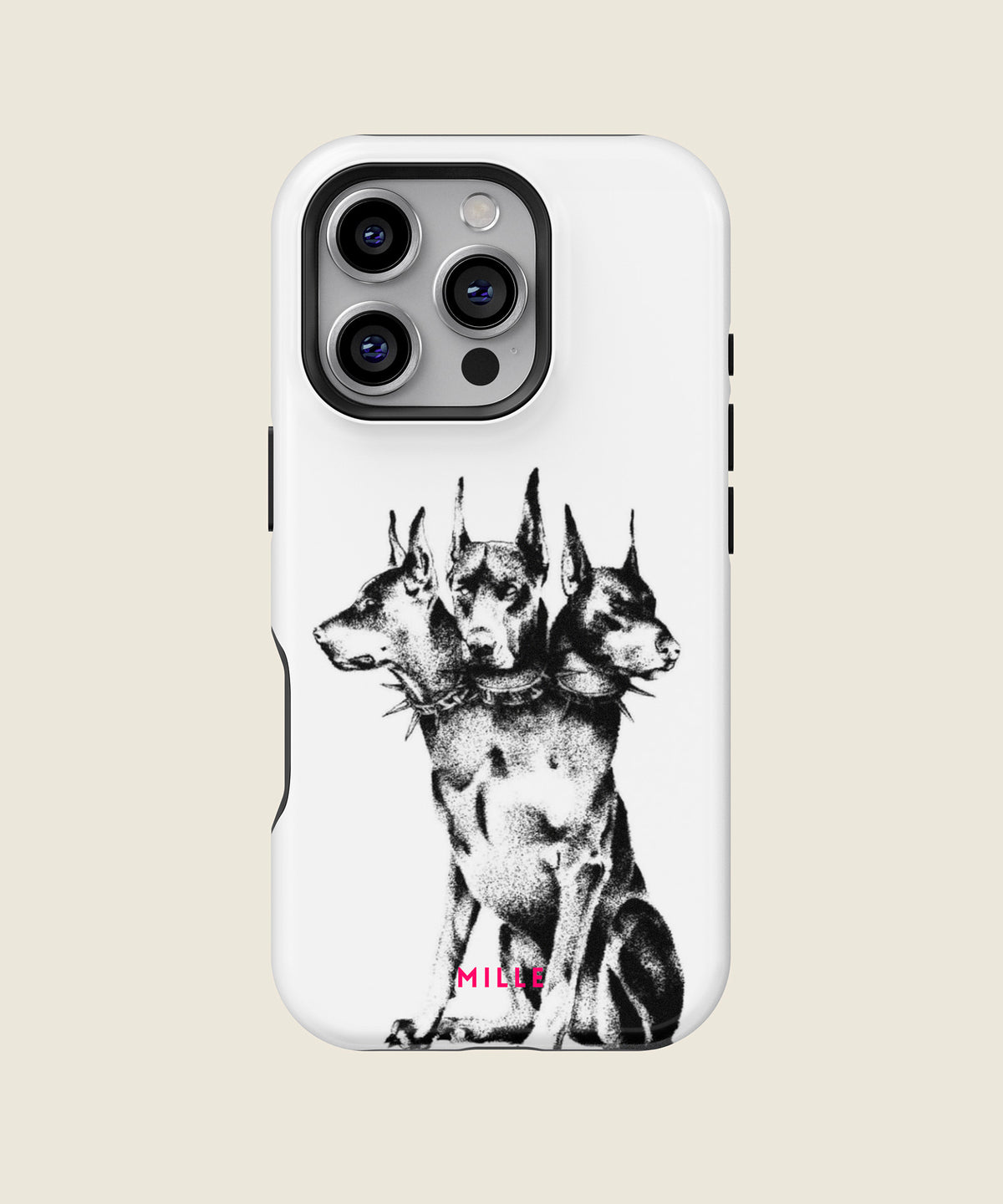 black and white dog illustration iPhone case, iPhone 16 Pro