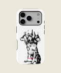 black and white dog illustration iPhone case, iPhone 17 Pro