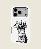black and white dog illustration iPhone case, iPhone 17 Pro