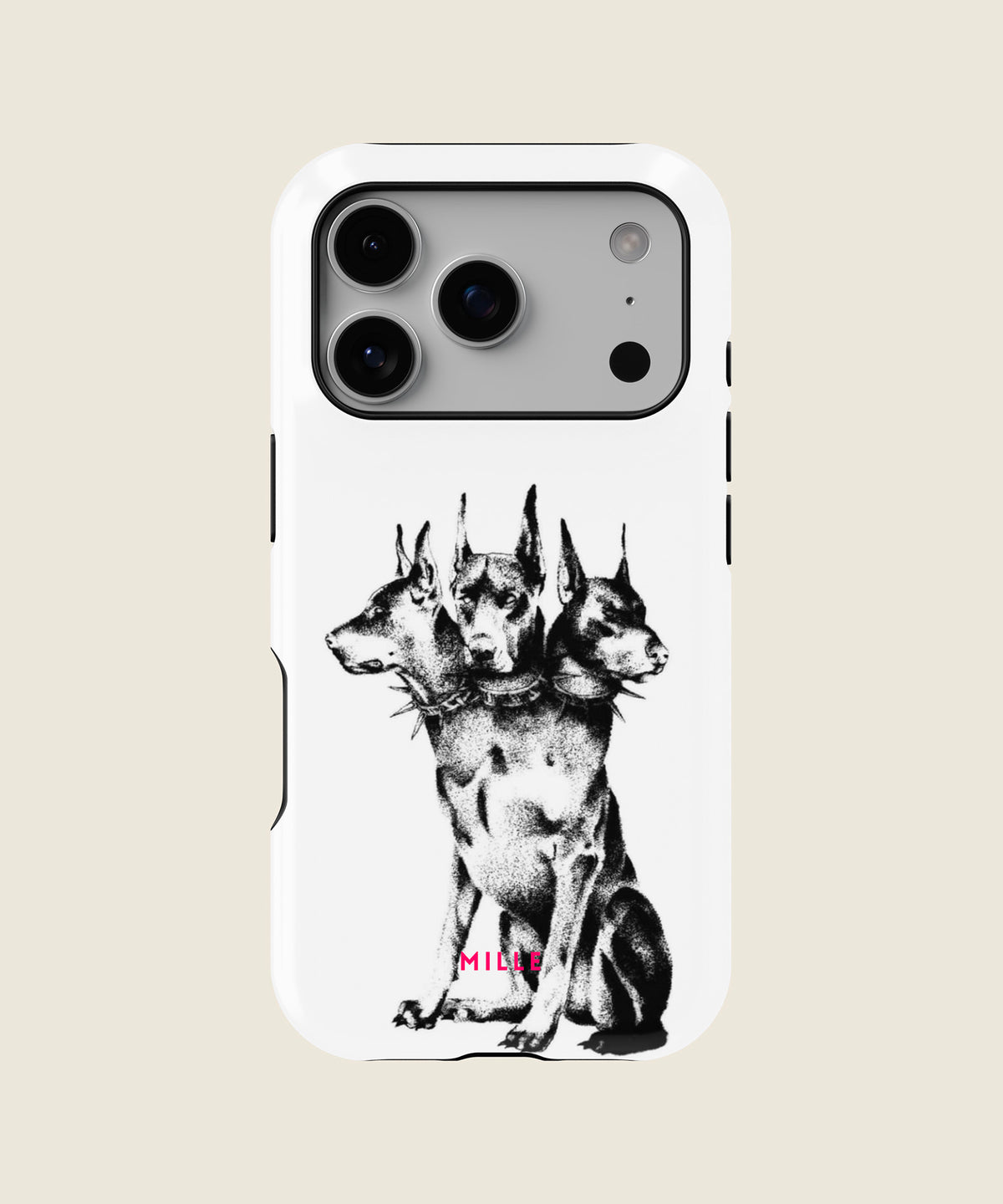 black and white dog illustration iPhone case, iPhone 17 Pro