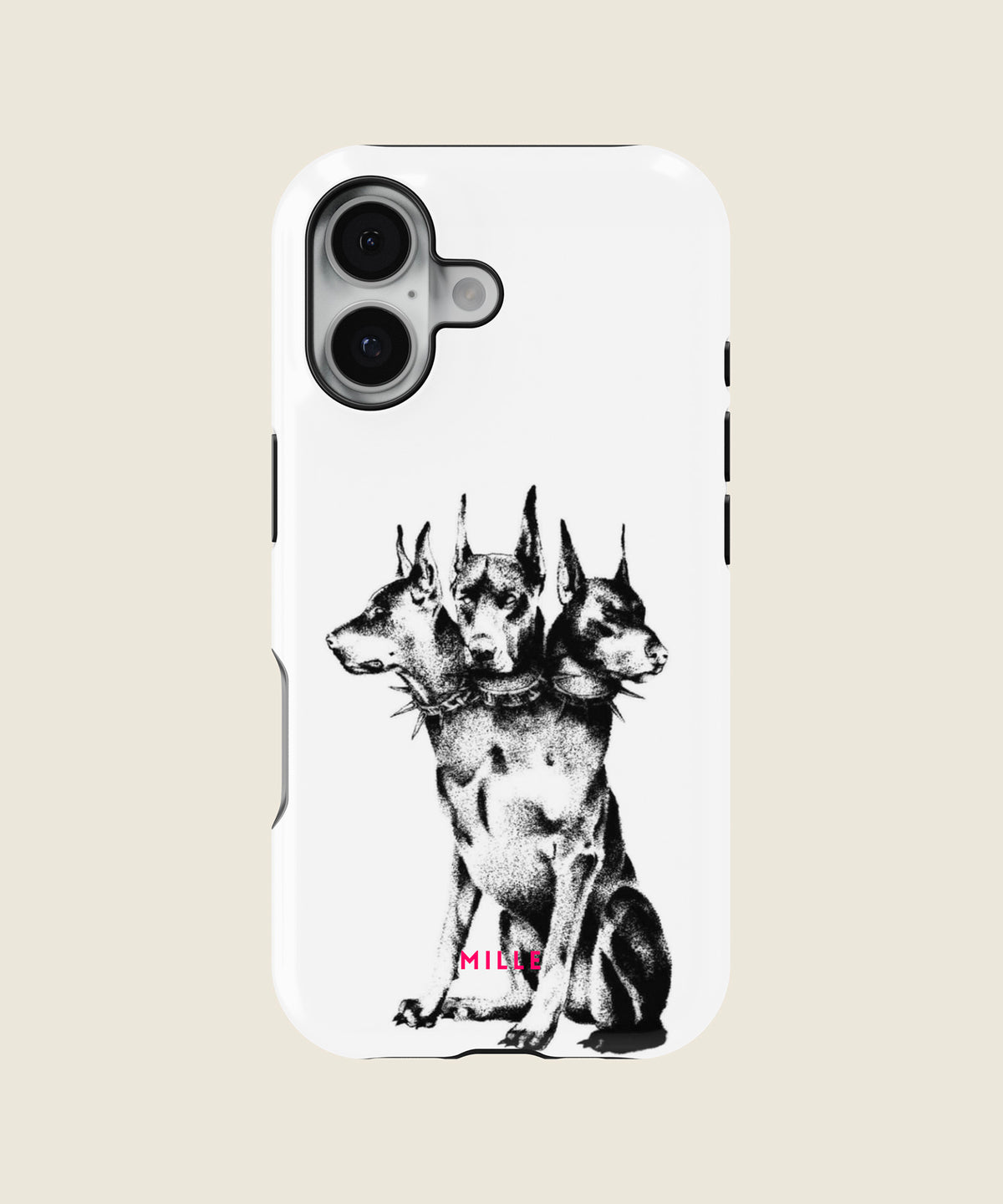 black and white dog illustration iPhone case, iPhone 17