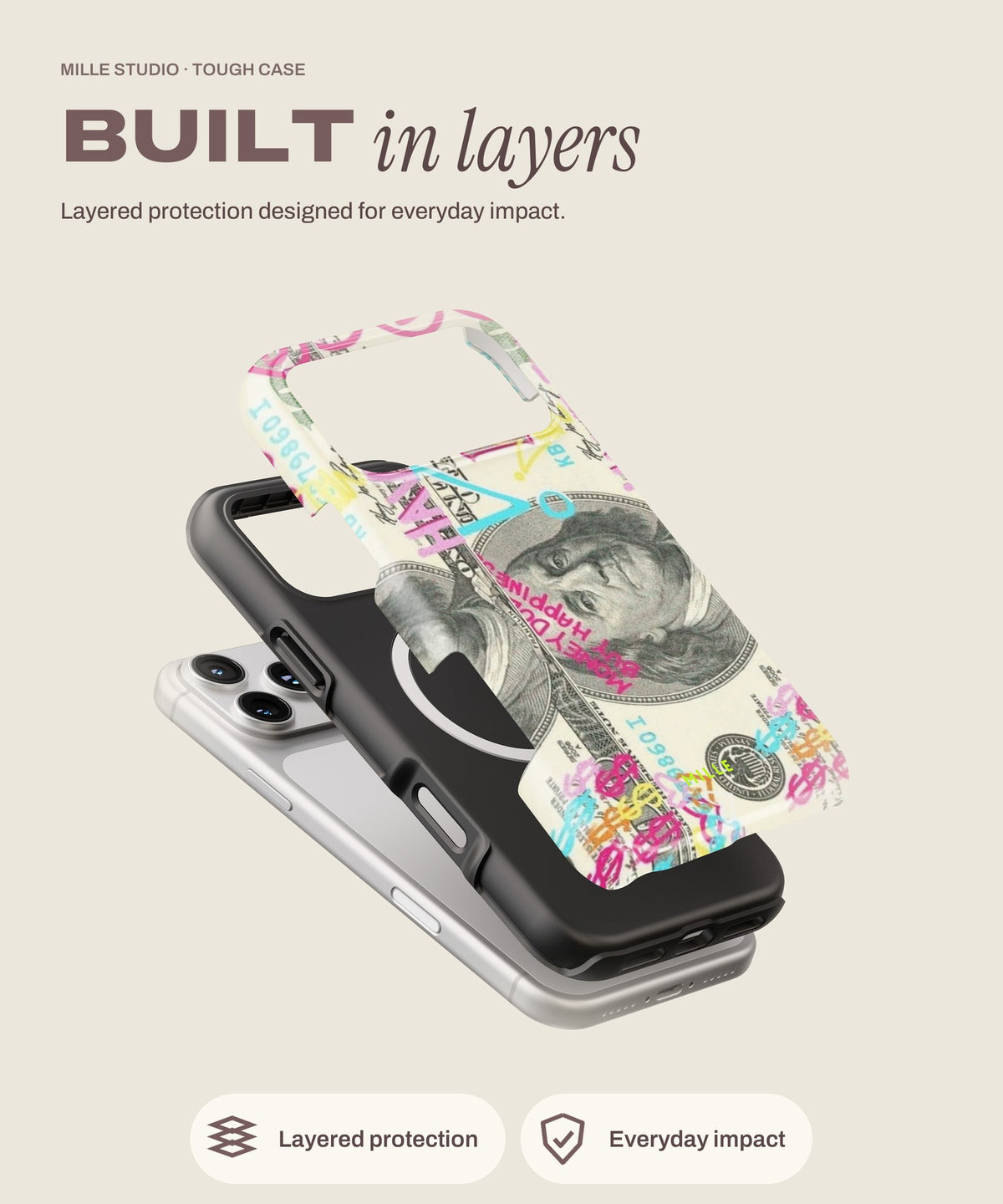 Dollars tough iPhone case, layered protection