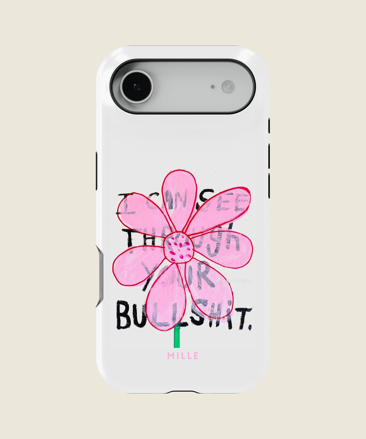 white pink doodle flower iPhone case, iPhone Air