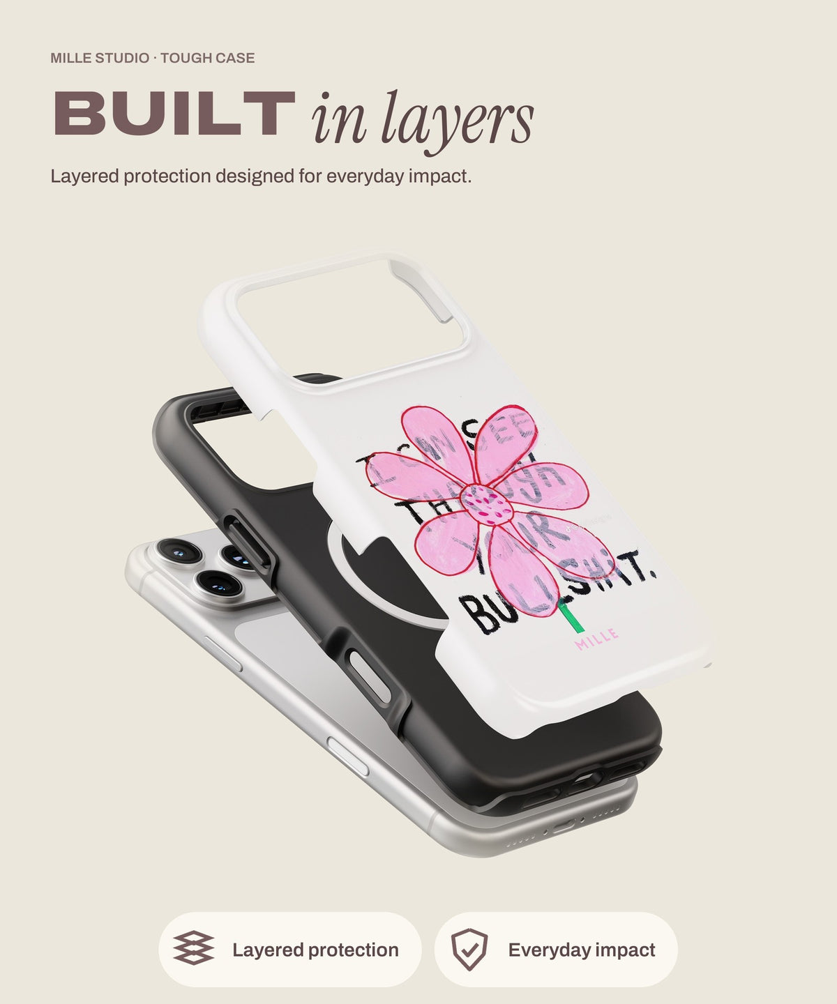 Flower tough iPhone case, layered protection