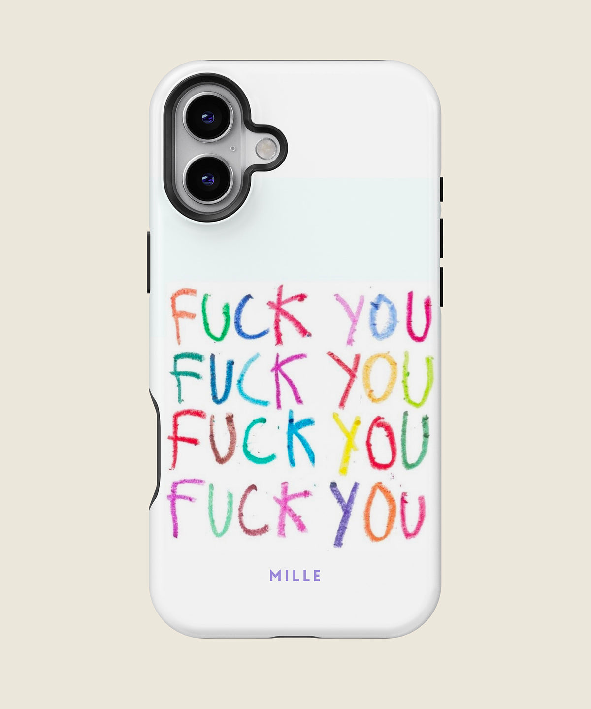 white rainbow handwritten funny iPhone case, iPhone 16 Plus
