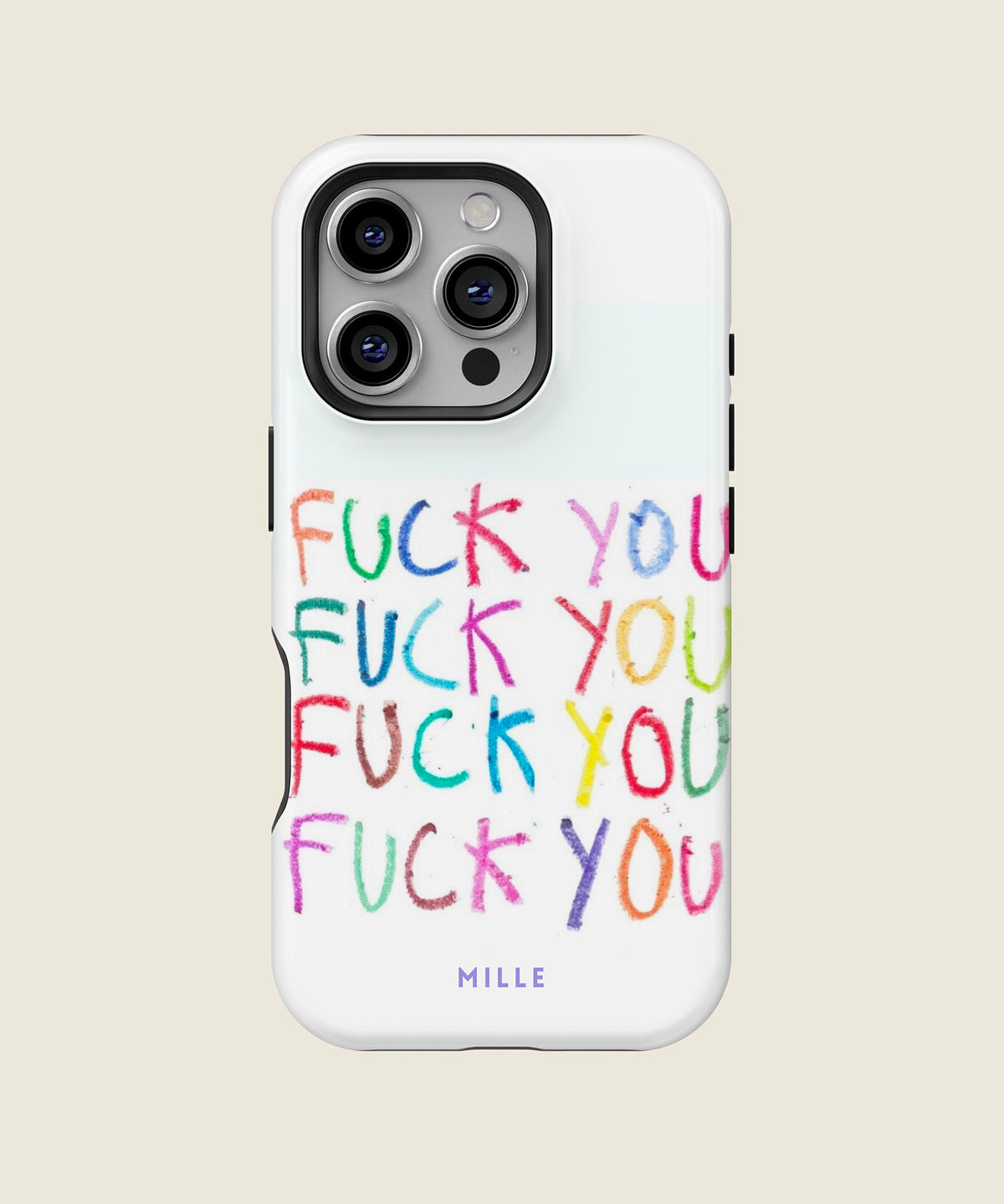 white rainbow handwritten funny iPhone case, iPhone 16 Pro