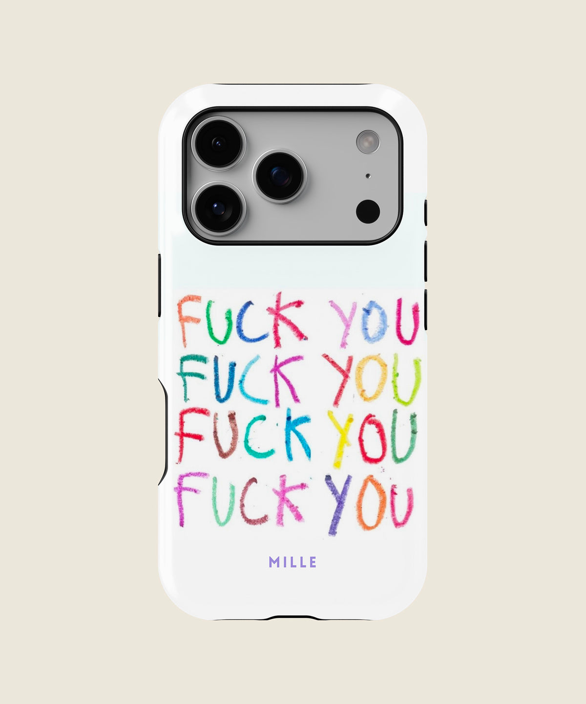 white rainbow handwritten funny iPhone case, iPhone 17 Pro