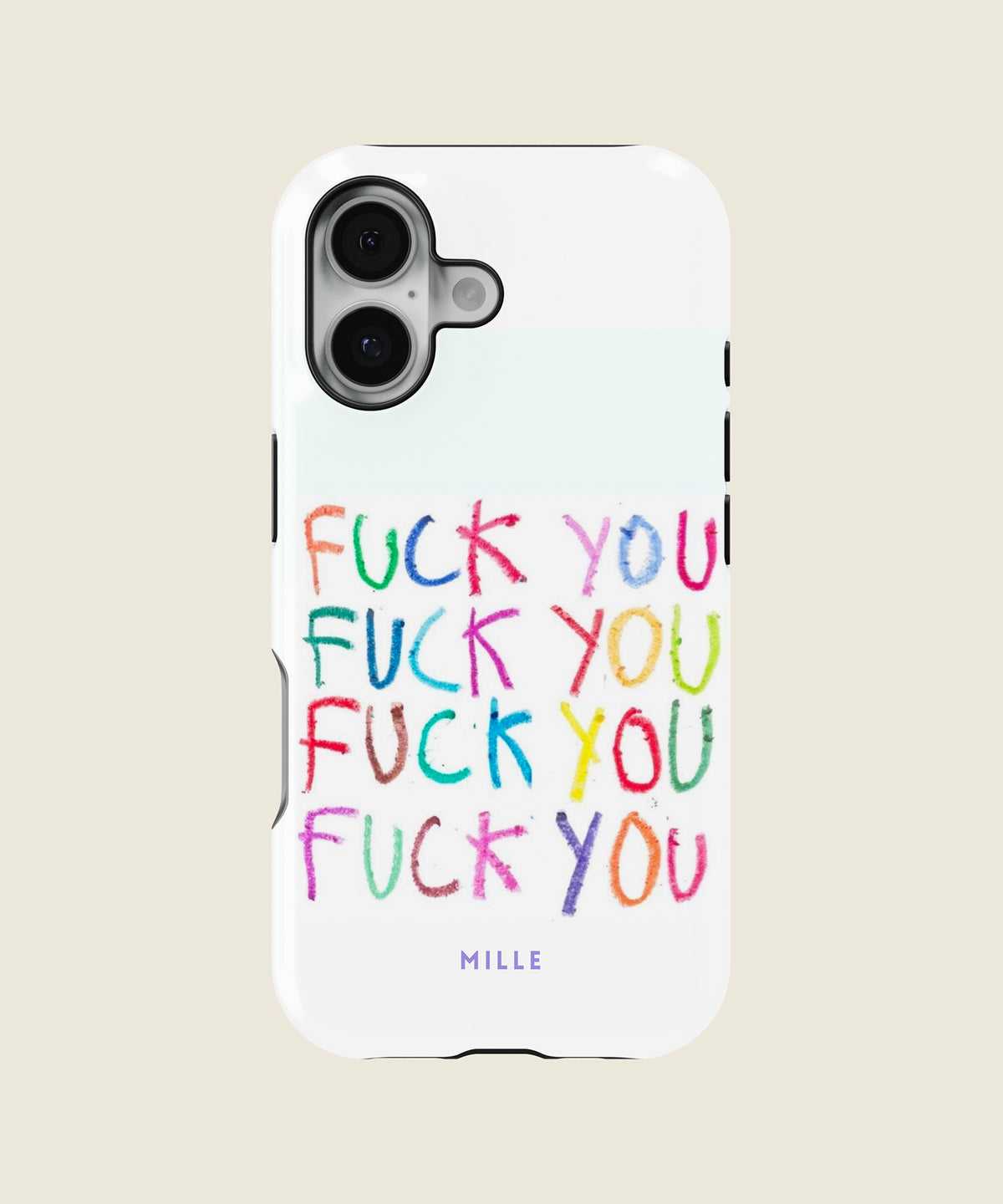 white rainbow handwritten funny iPhone case, iPhone 17