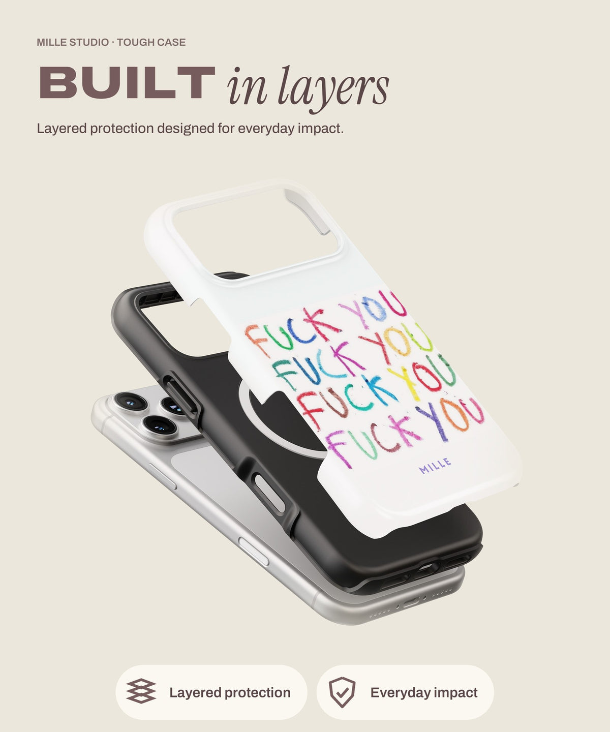 F*ck You tough iPhone case, layered protection