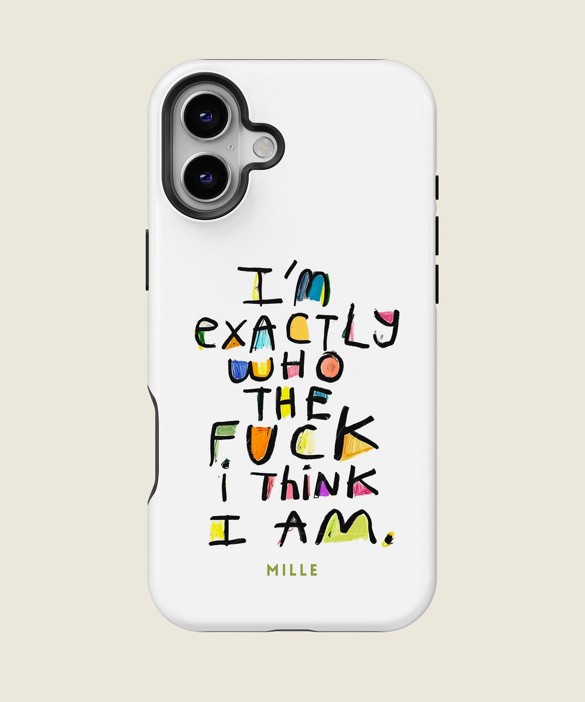 white handwritten quote iPhone case, iPhone 16 Plus