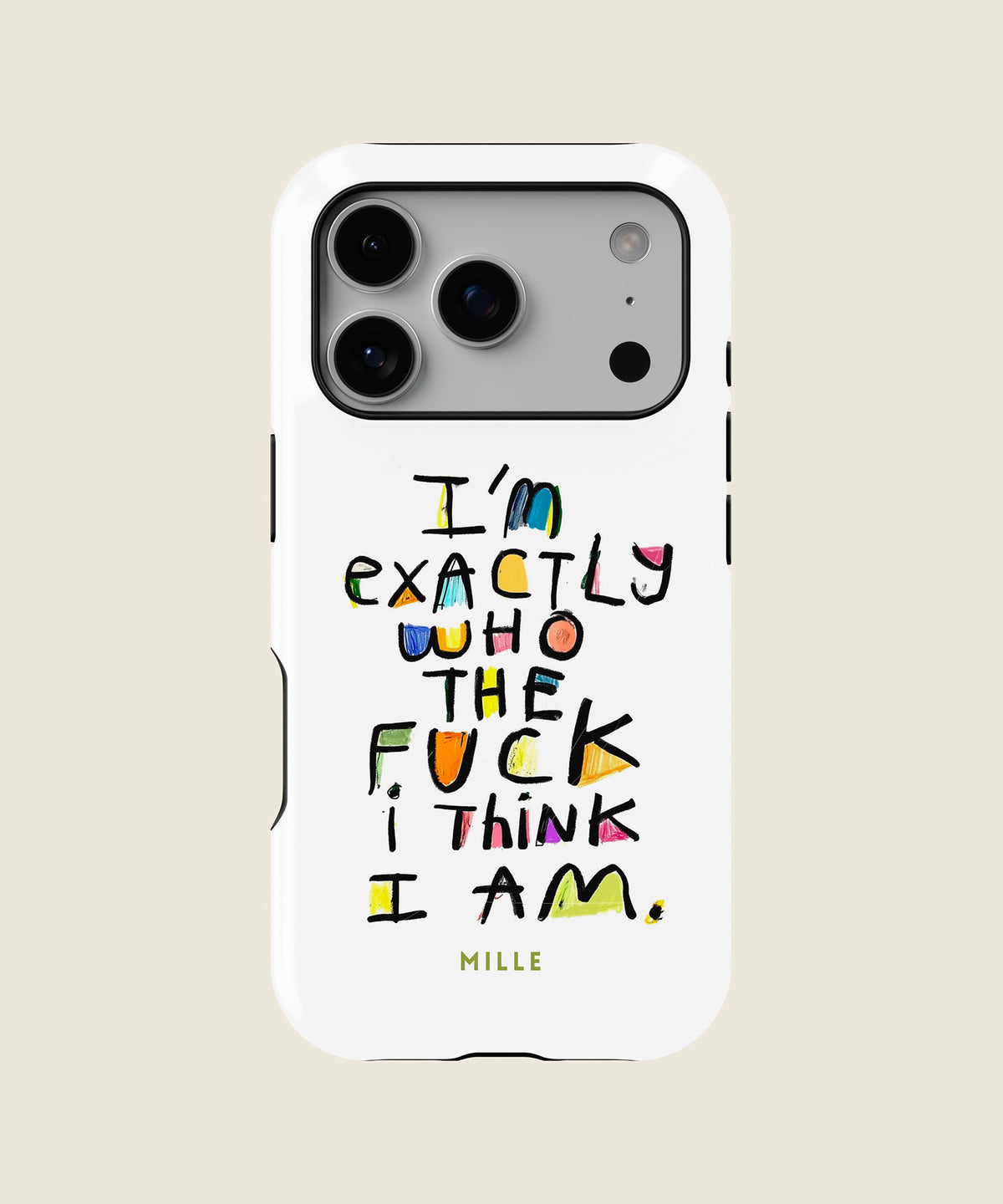 white handwritten quote iPhone case, iPhone 17 Pro