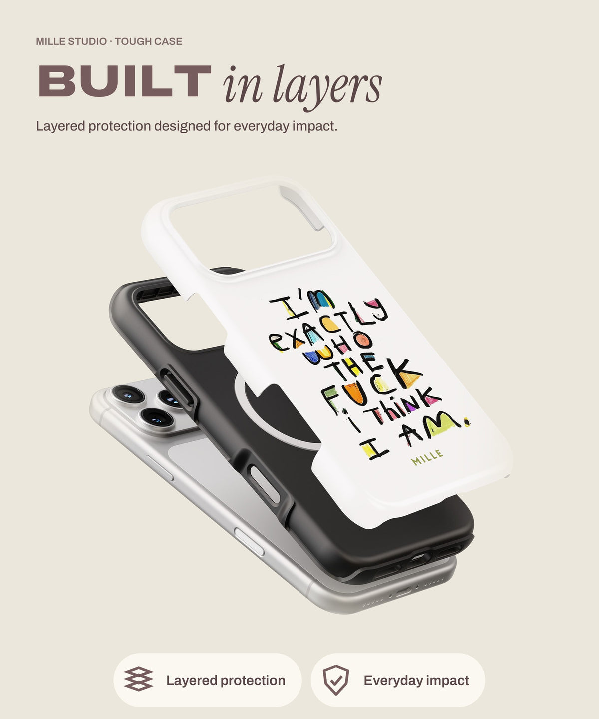 I Am tough iPhone case, layered protection