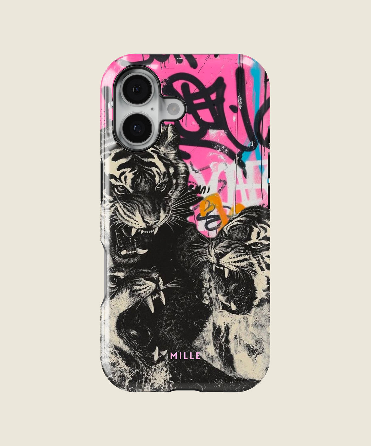 black and white tiger collage iPhone case, iPhone 17