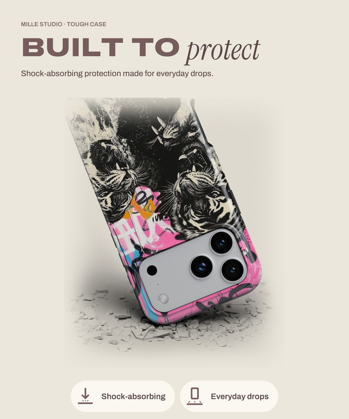 Jungle tough iPhone case, shock-absorbing protection