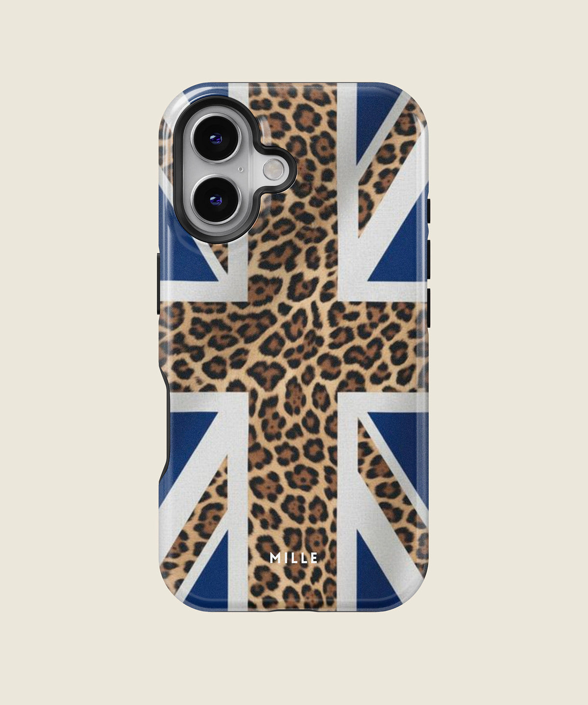 leopard print Union Jack iPhone case, iPhone 16