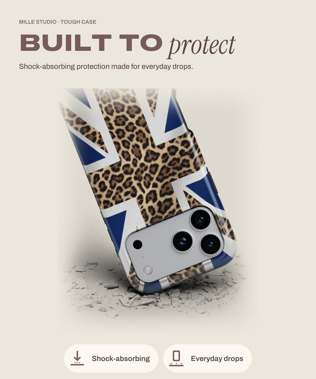 Leopard UK tough iPhone case, shock-absorbing protection