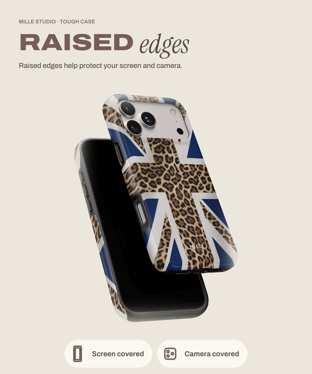 Leopard UK tough iPhone case, raised edges for screen and camera