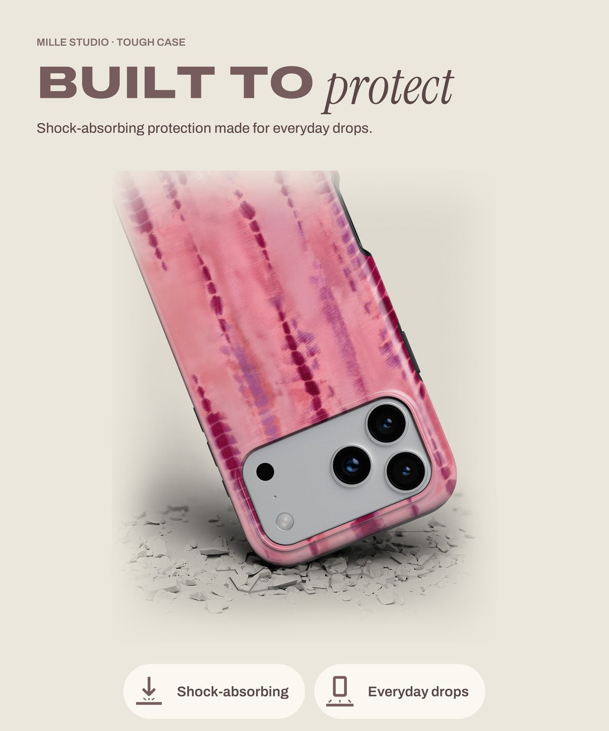 Lillie tough iPhone case, shock-absorbing protection