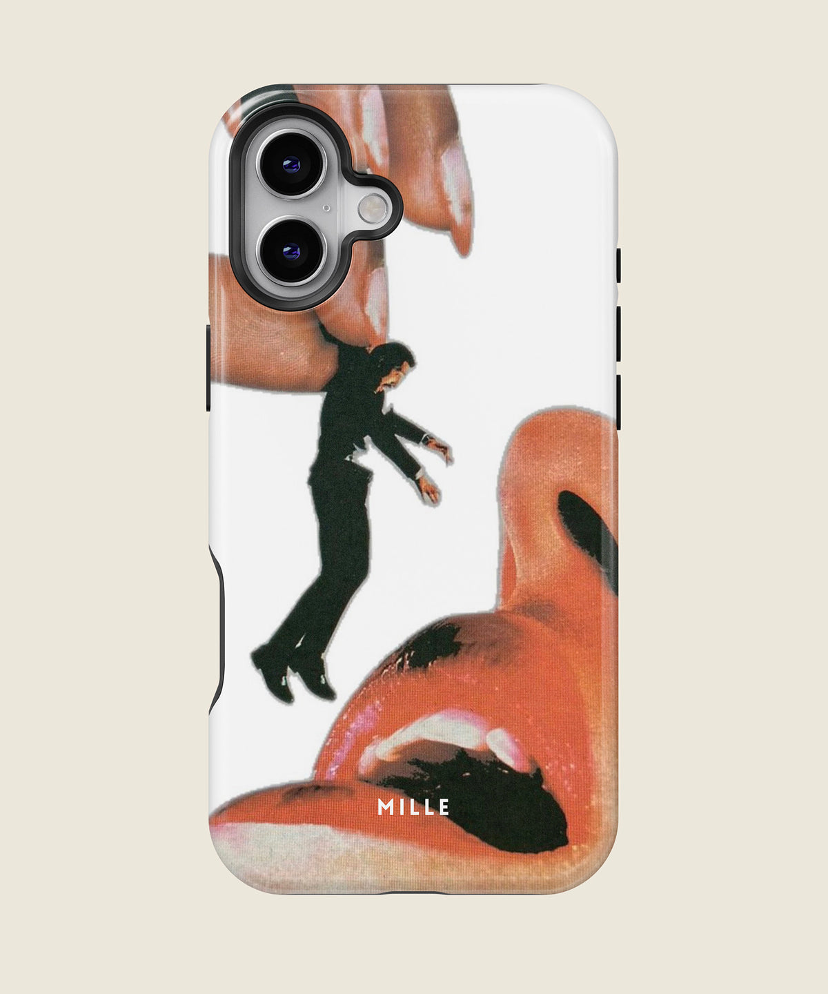 surreal pop art collage iPhone case, iPhone 16 Plus